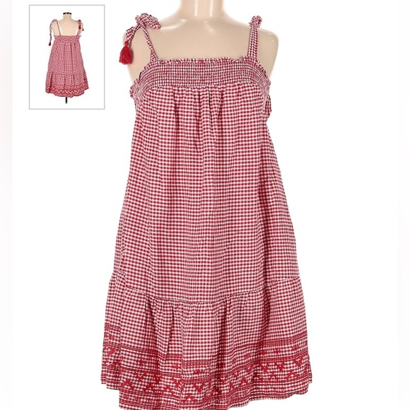 Old Navy Red Gingham Babydoll Dress with Embroidered Hem XL - Picture 2 of 10